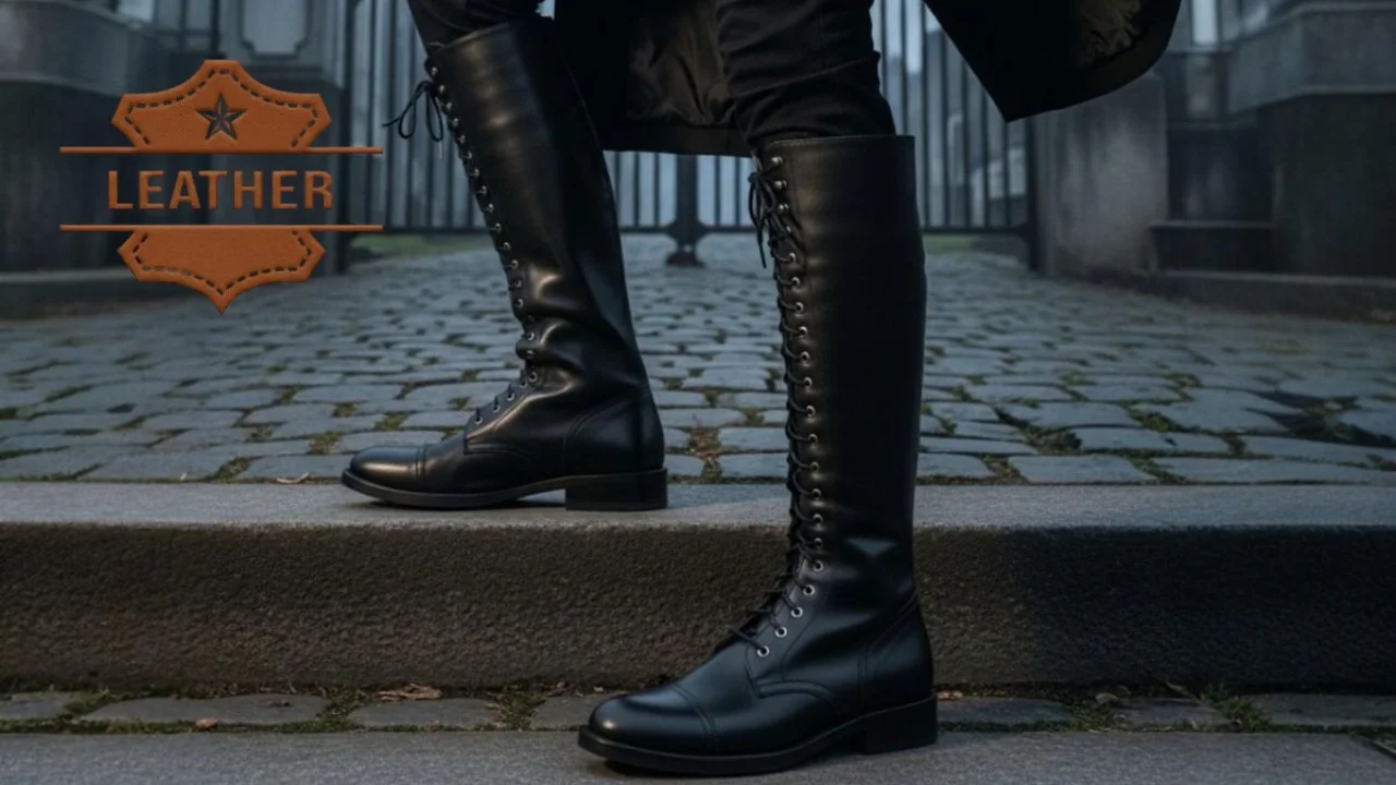 Mens knee high leather boots