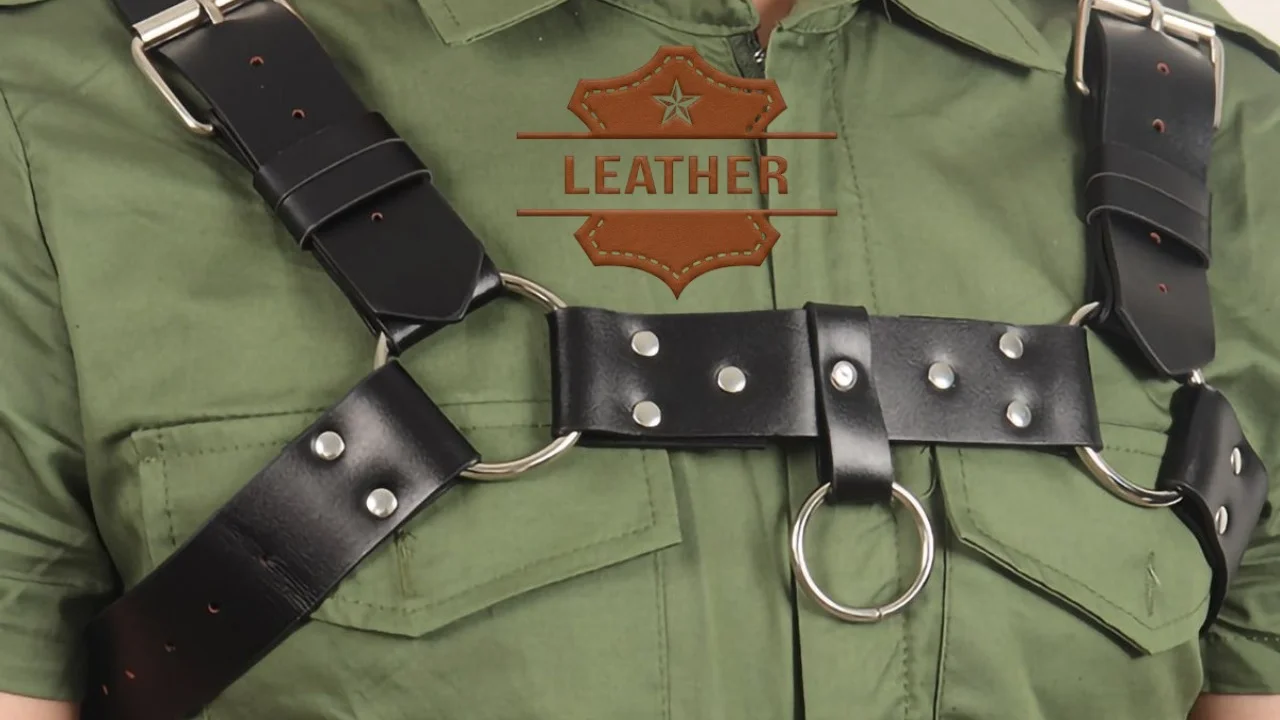 Mens leather harness