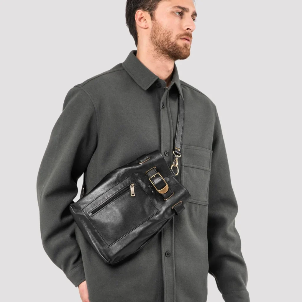 Mens leather sling bag