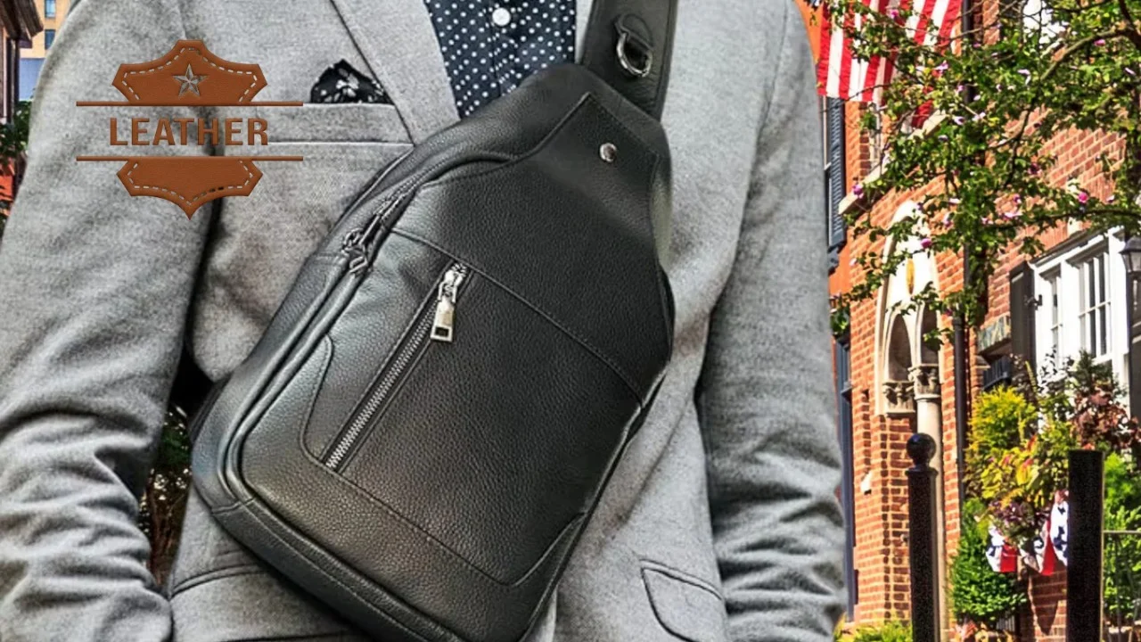 Mens leather sling bag