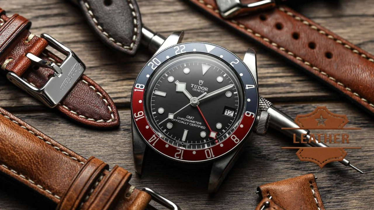 Mens wrist watch leather straps