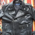 Vintage Ralph Lauren Men's Black Lamb Skin Leather Jacket Xl