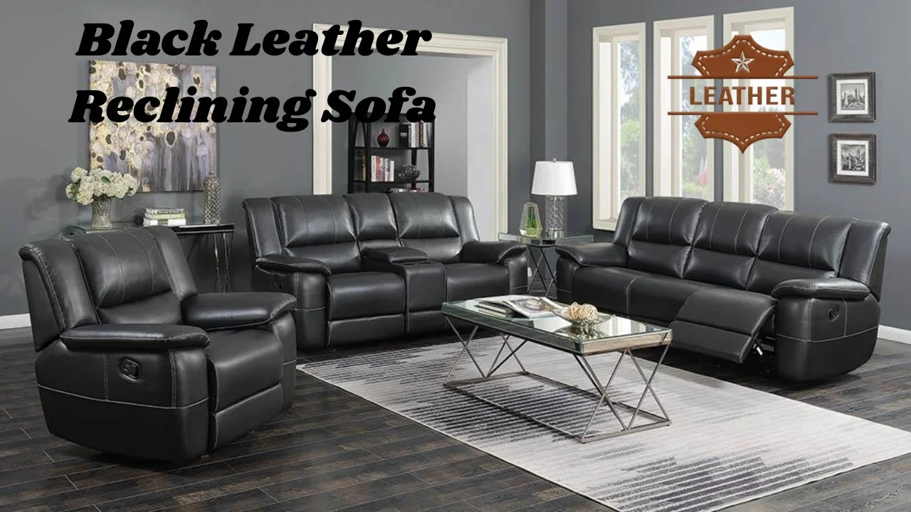 Black Leather Reclining Sofa