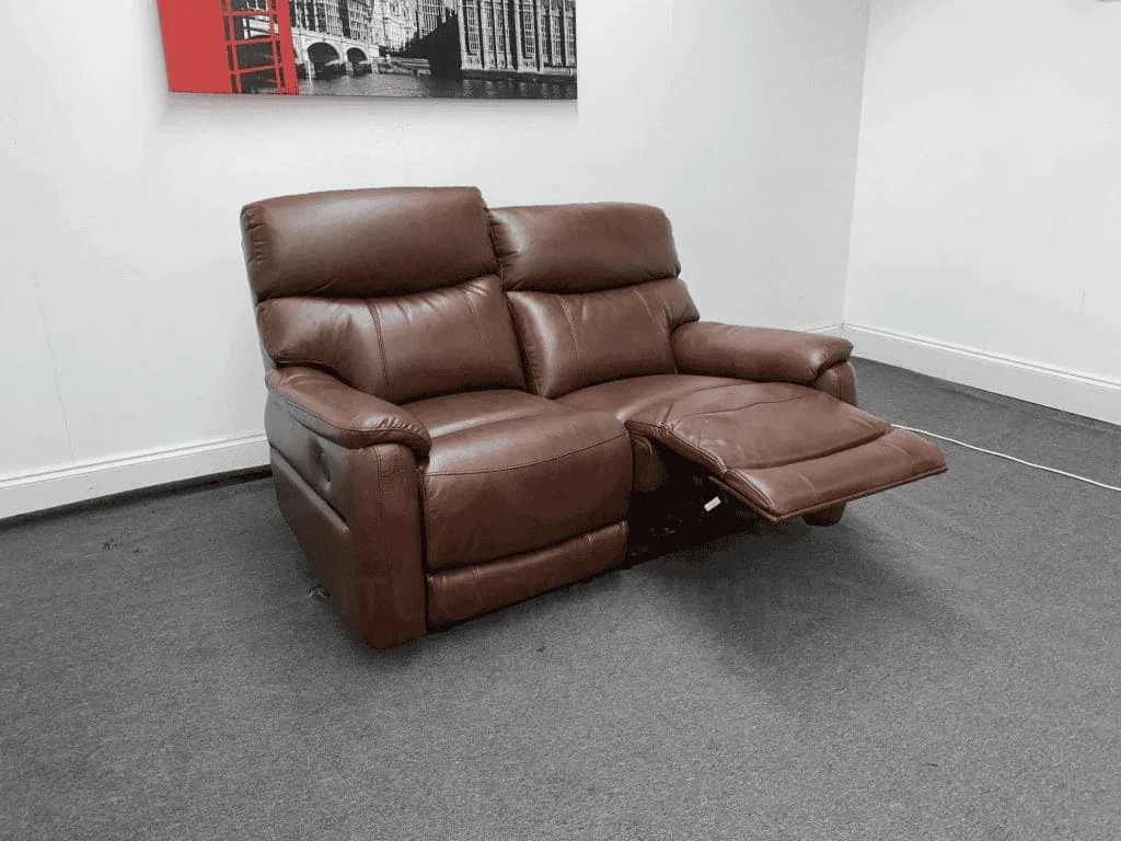 Brown Leather Reclining Sofa