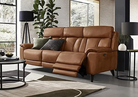 Brown Leather Reclining Sofa