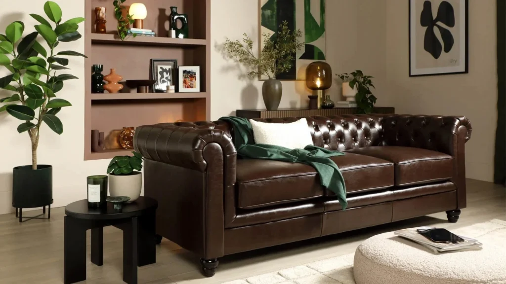Dark Brown Leather Sofa