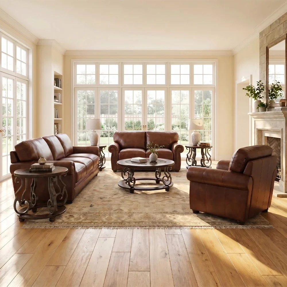 Leather Sofa and Loveseat Set