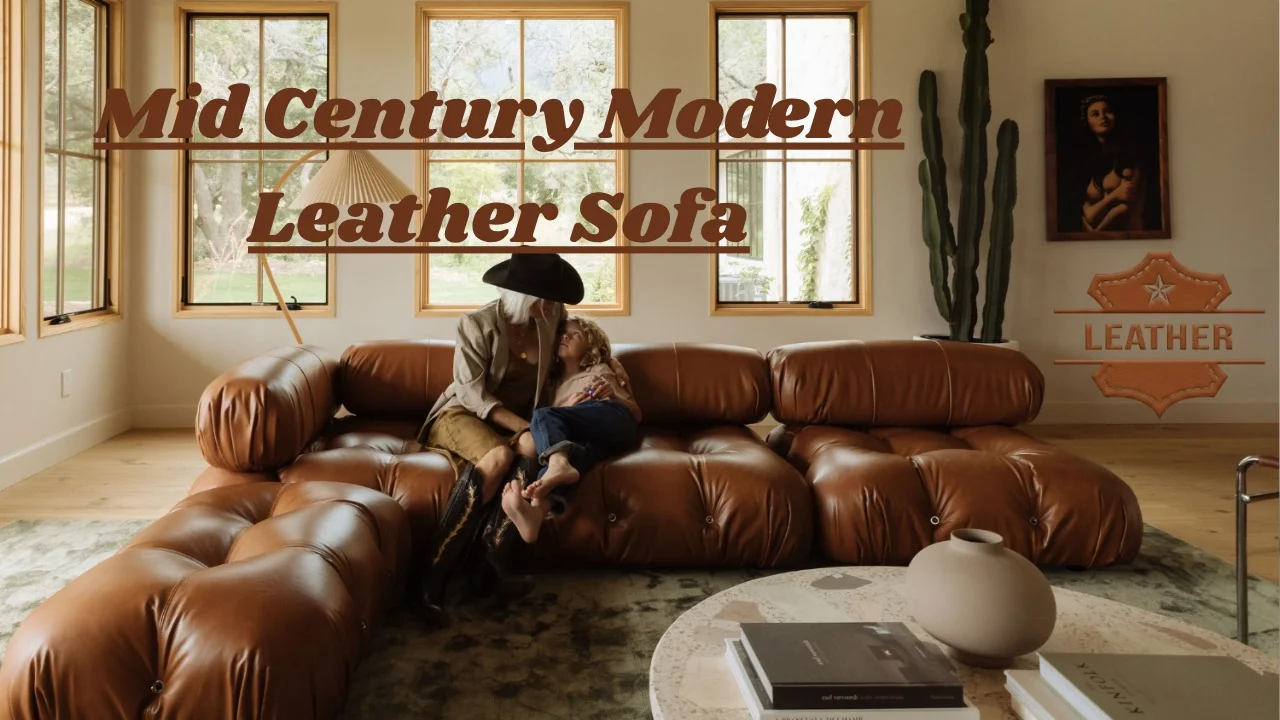 Mid Century Modern Leather Sofa